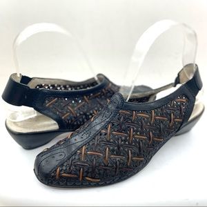 Pikolinos leather woven sling back mules size 36